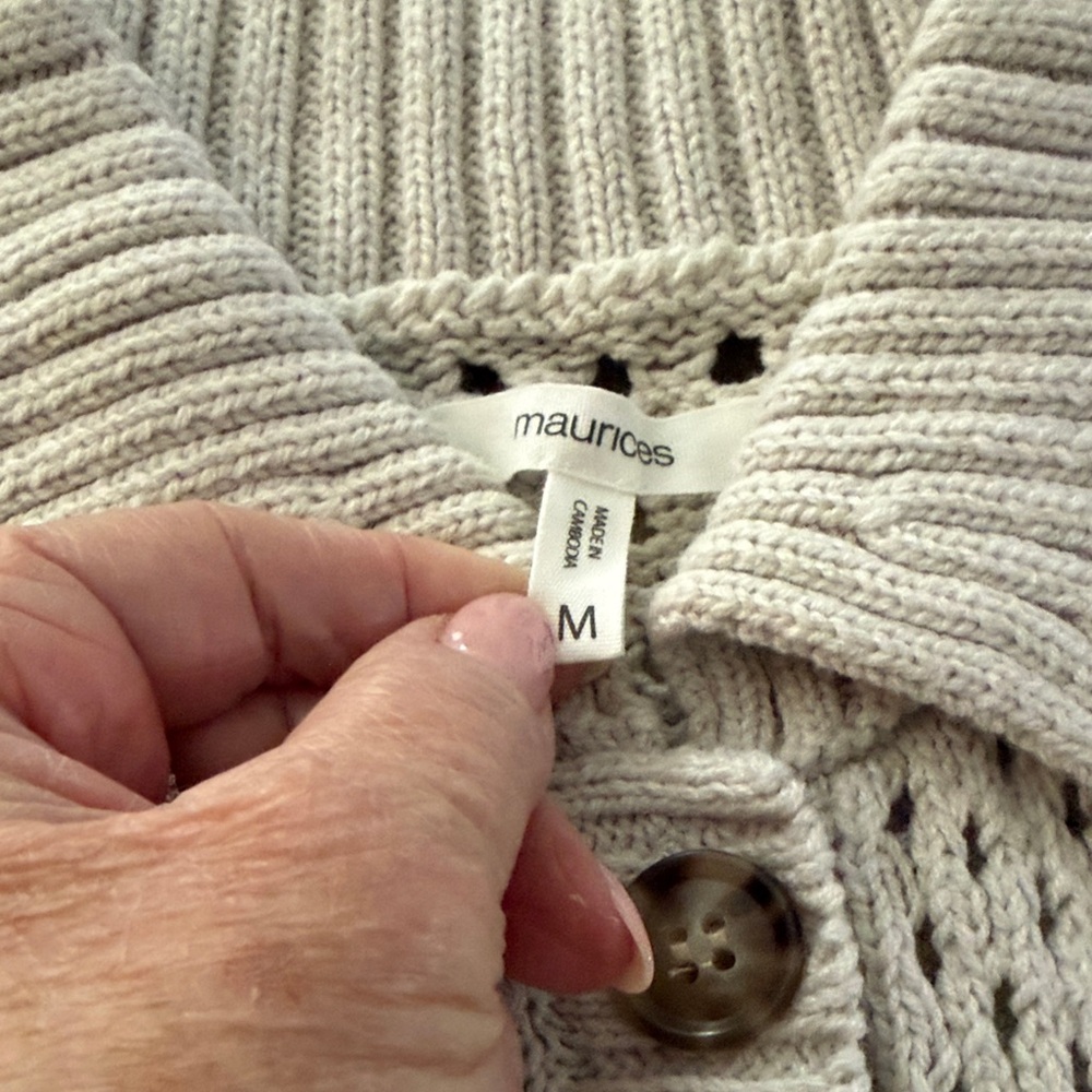 Maurices Light Gray Knit Button-Up Cardigan - Picture 2 of 3